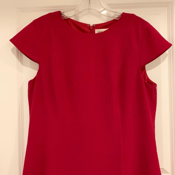 ELIZA J Dress 14P Stretch Ruffle Crepe Sheath Minidress in Berry - Picture 4 of 9